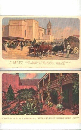 Image of T&P  Dining Car - 1929 Menu featuring scenes from Juarez