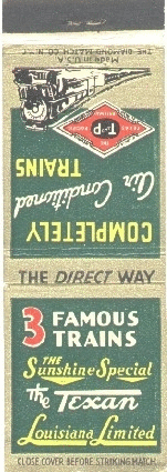 Image of Texas & Pacific Matchbooks Railroadiana