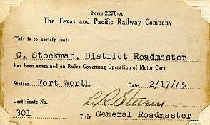 Image of T&P  Passes - 1945 Exam Card