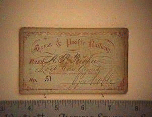 Image of T&P  Passes - 1875 front