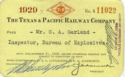 Image of T&P  Passes - 1929 front