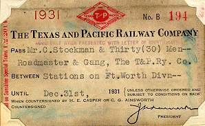 Image of T&P  Passes - 1931
