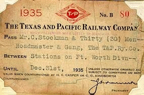 Image of T&P  Passes - 1935