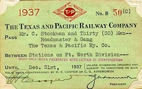 Image of T&P  Passes - 1937