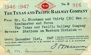 Image of T&P  Passes - 1946 -47