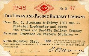 Image of T&P  Passes - 1948