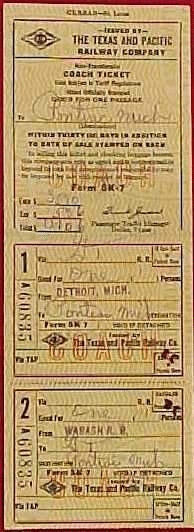 Image of T&P  Tickets - 1950 Ticket
