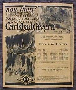 Image of T&P  Timetables - 1930 Timetable featuring scenes from Carlsbad Caverns