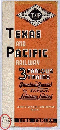 Image of T&P  Timetables - 1937 Timetable cover