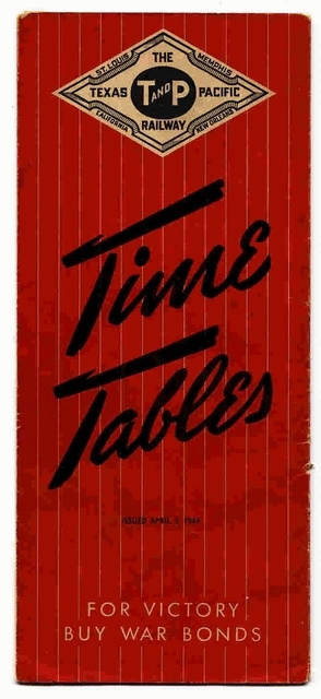 Image of T&P  Timetables - 1941 Timetable cover 04