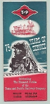 Image of T&P  Timetables - 1946 Timetable cover