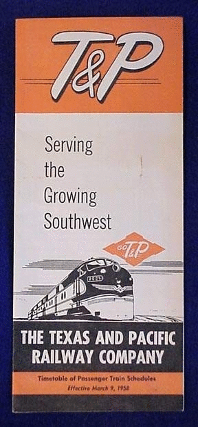 Image of T&P  Timetables - 1958 Timetable cover