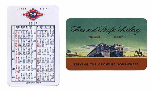 Image of T&P  Miscellany - 1954 Pocket Calendar