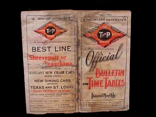 Image of T&P  Timetables - 1905 Timetable - cover