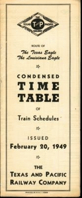 Image of T&P  Timetables - 1949 Timetable
