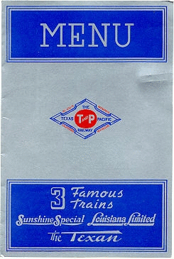 Image of T&P  Dining Car - Menu - 8 July 1943 (cover)