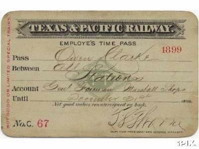 Image of T&P  Passes - 1899 front
