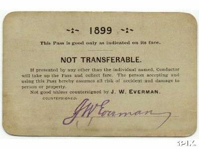 Image of T&P  Passes - 1899 reverse