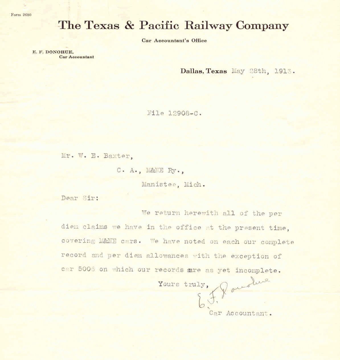 Image of T&P  Scripophily - 1913 Letterhead