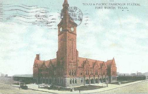 Image of T&P Stations & Structures in Original T&P Station - Postcard postmarked 1909