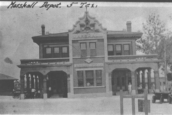 Image of T&P Stations & Structures in Marshall TX front side c1912
