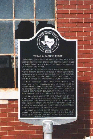 Image of T&P Stations & Structures in Marshall TX State Historical Marker