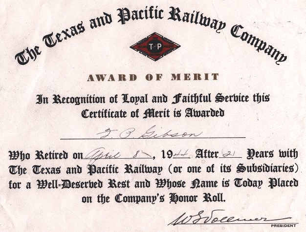 Image of T&P  Scripophily - Certificate of Merit