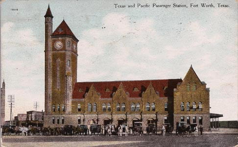 Image of T&P Stations & Structures in Original T&P Station - Postcard postmarked 1909
