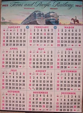 Image of T&P  Miscellany - 1953 Wall Calendar