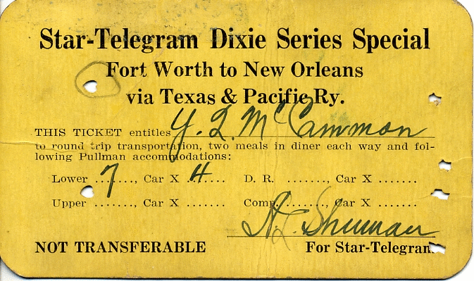 Image of T&P  Passes - 1923 Dixie Special Pass