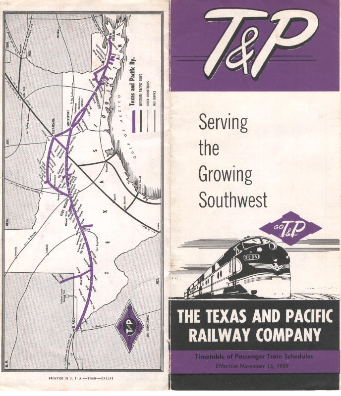 Image of T&P  Timetables - Texas and Pacific Timetable, 1959