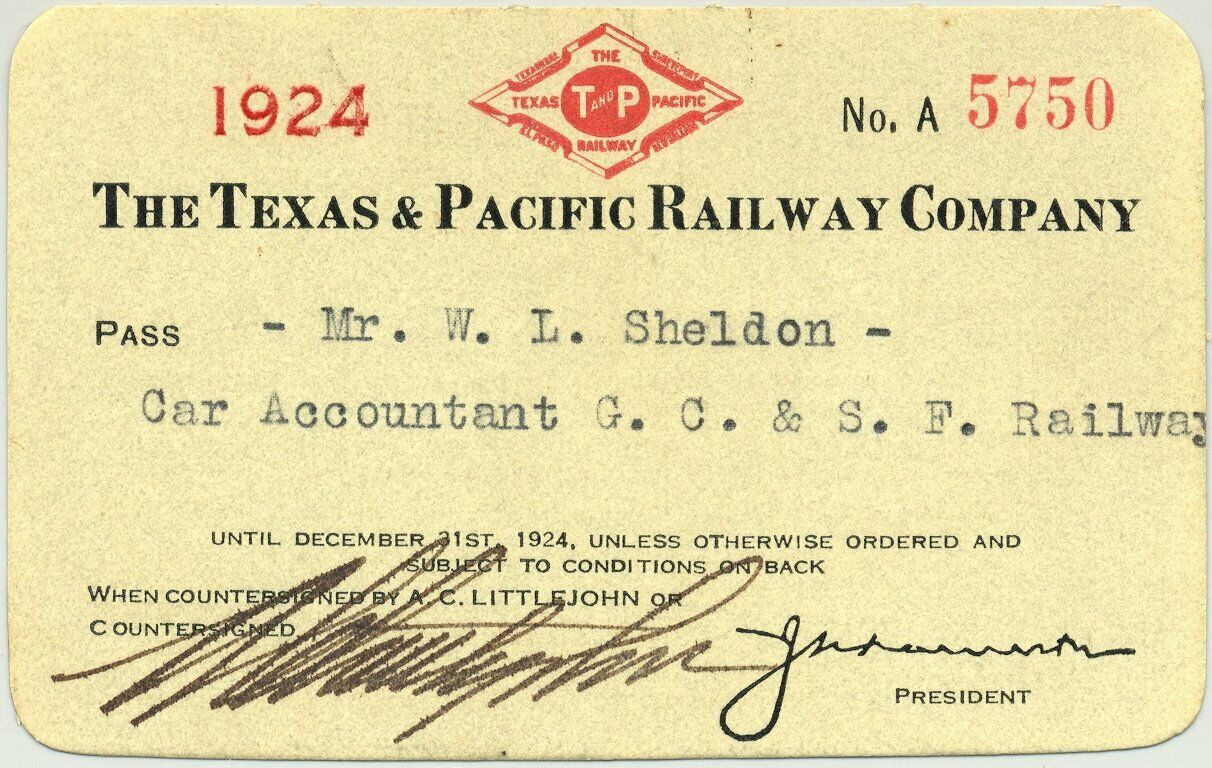 Image of Texas & Pacific Passes Railroadiana