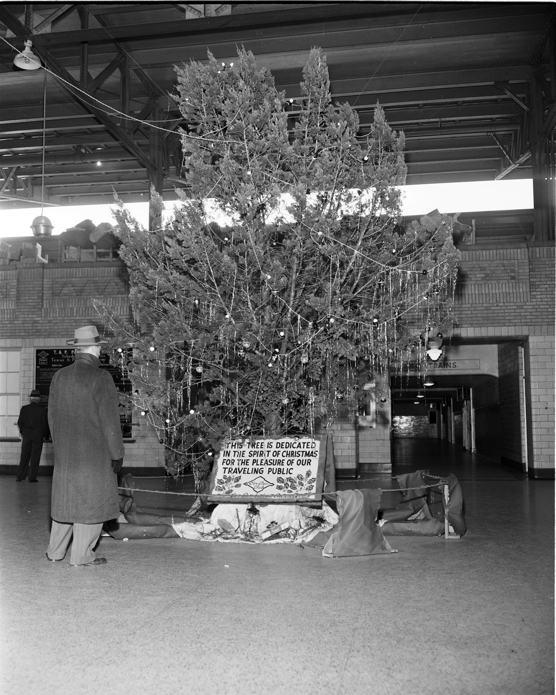 Christmas tree in lobby, 1949