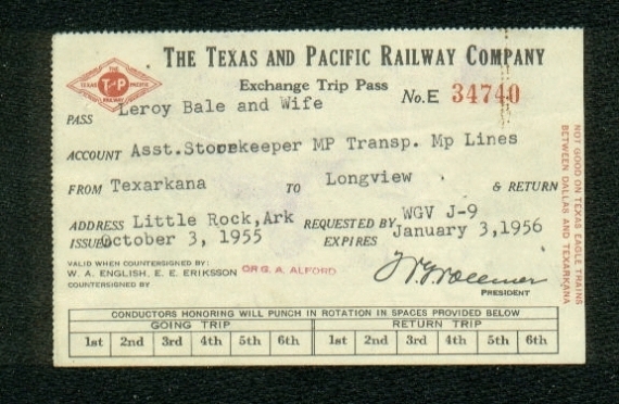 1955 -56 Exchange Trip Pass
