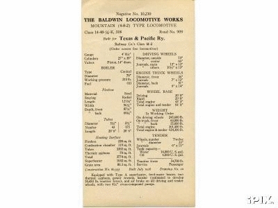 4-8-2 909 Baldwin Locomotive Works - July 1928