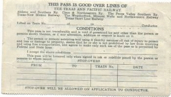 1941 Trip Pass (reverse)