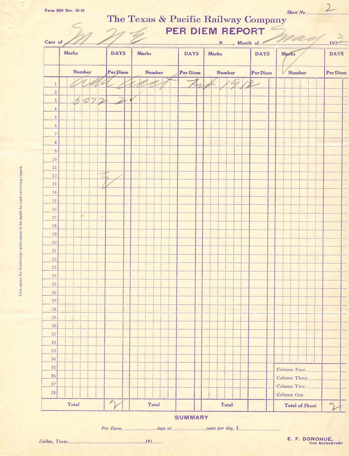 1913 Per Diem Statement