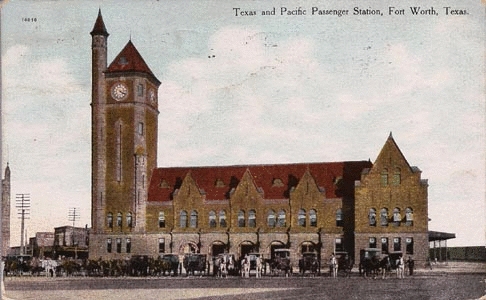 Original T&P Station - Postcard postmarked 1909