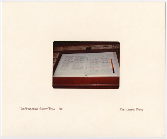 Guest Book for the Ginocchio Hotel