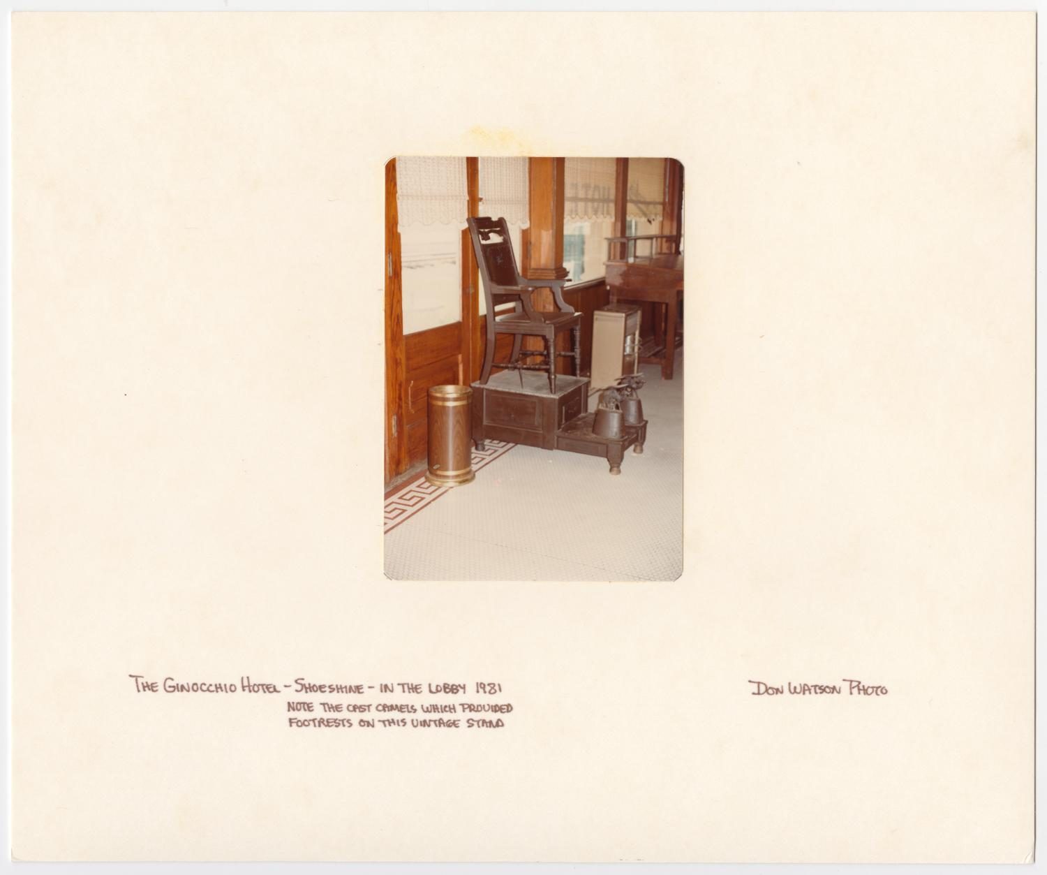 Shoeshine Station in the Ginocchio Hotel