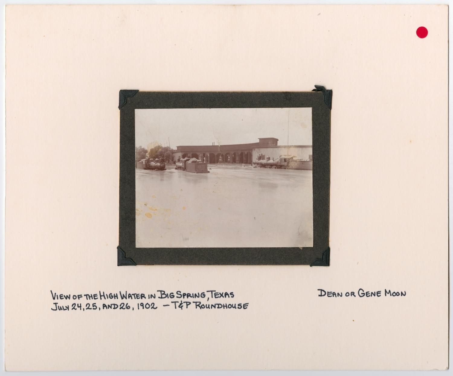 Floodwaters in Front of the T&P Roundhouse in Big Spring, Texas