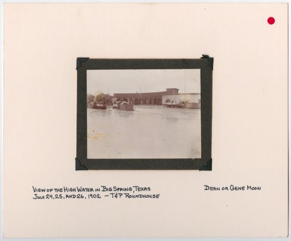 Floodwaters in Front of the T&P Roundhouse in Big Spring, Texas