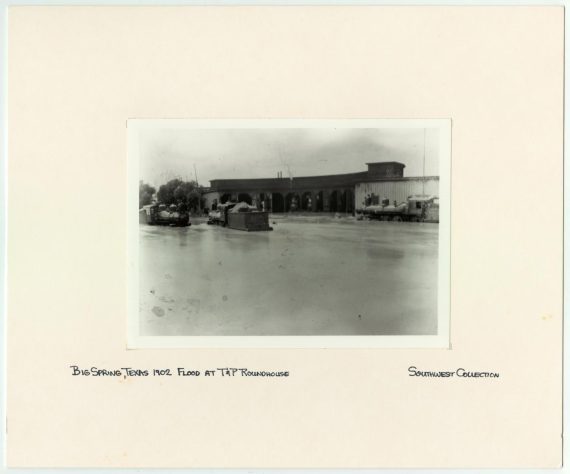 Floodwaters in Front of the T&P Roundhouse in Big Spring, Texas 2